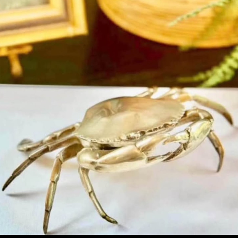 📌 ( SOLD ) RARE Vintage Solid Brass Crab Ashtray / Catchall